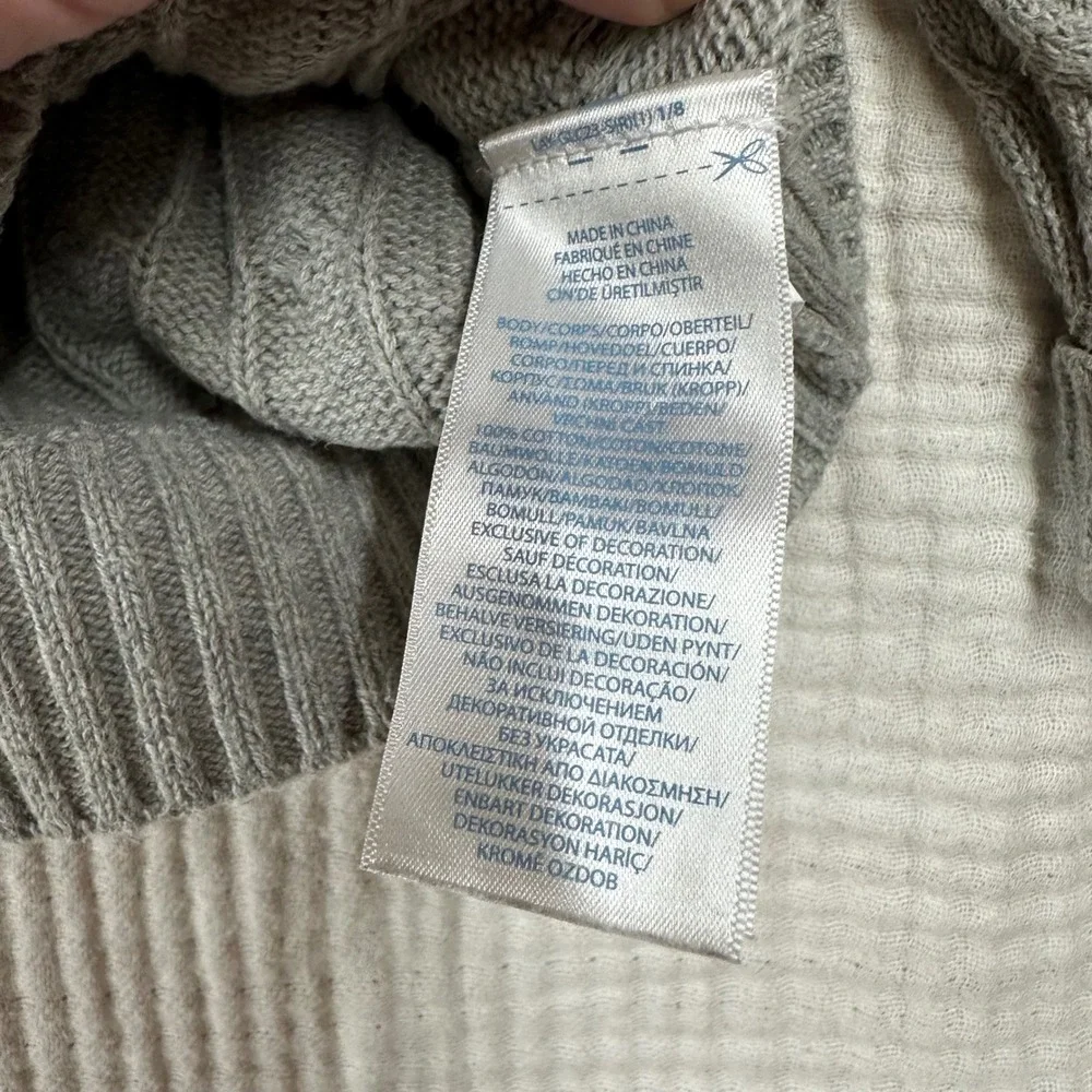 Toddler Boys Polo Ralph Lauren Gray Cable Knit Crewneck Sweater 18 Months